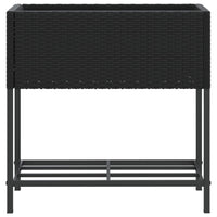 vidaXL Fioriera da Giardino con Ripiano Nera in Polyrattan
