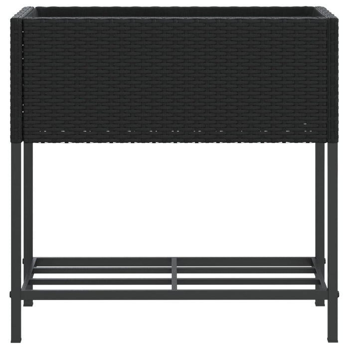 vidaXL Fioriera da Giardino con Ripiano Nera in Polyrattan