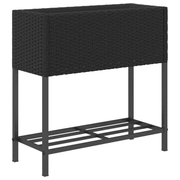 vidaXL Fioriera da Giardino con Ripiano Nera in Polyrattan