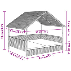 Cuccia per Cani con Cuscino in Polyrattan 366390