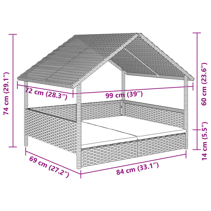 Cuccia per Cani con Cuscino in Polyrattan 366390