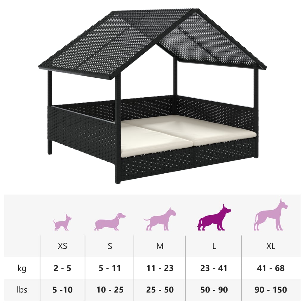 Cuccia per Cani con Cuscino in Polyrattan 366390