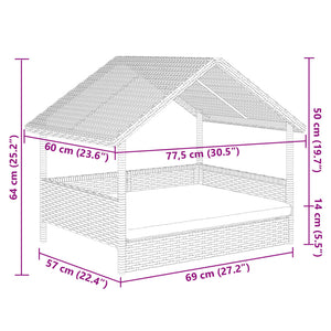 Cuccia per Cani con Cuscino in Polyrattan
