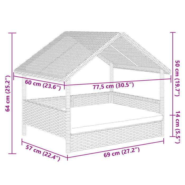 Cuccia per Cani con Cuscino in Polyrattan