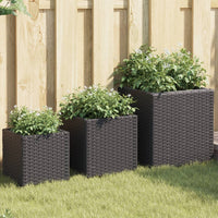 Fioriere da Giardino 3 pz Nere in Polyrattan 366395