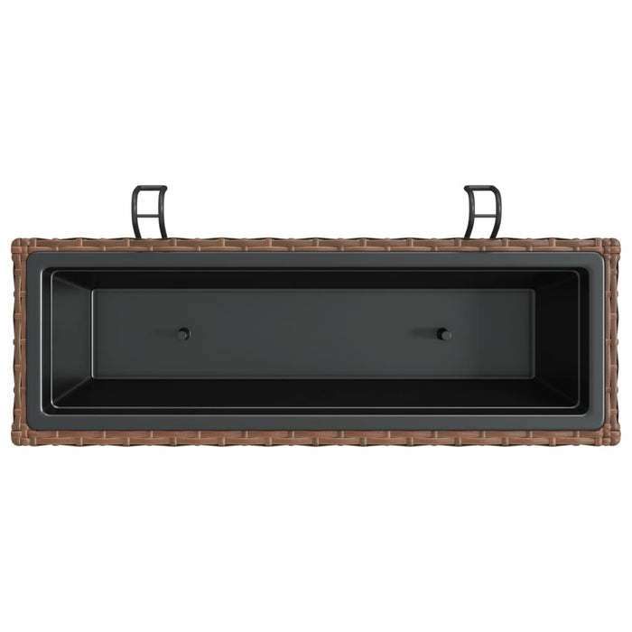 Fioriere con Ganci 2 pz Marroni in Polyrattan 366402