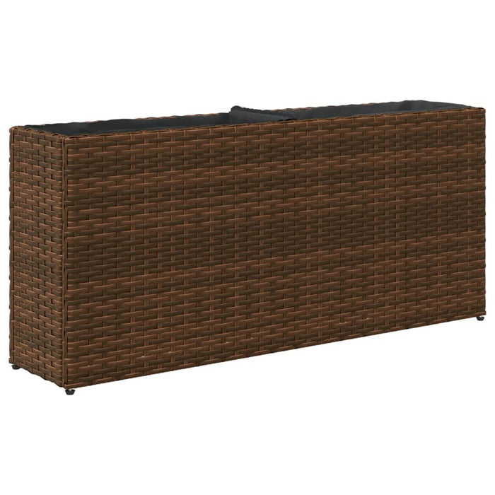 Fioriera con 2 Vasi Marrone 90x20x40 cm in Polyrattan