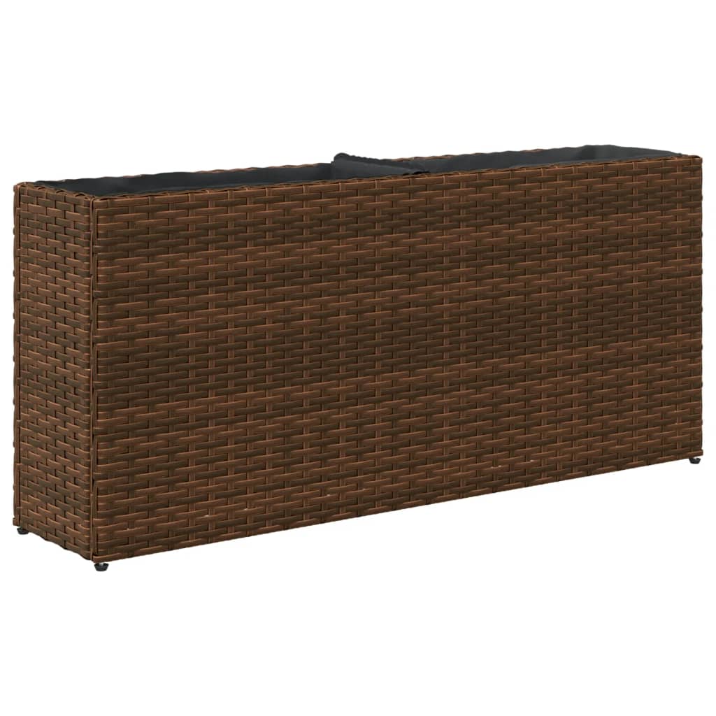 Fioriera con 2 Vasi Marrone 90x20x40 cm in Polyrattan 366408