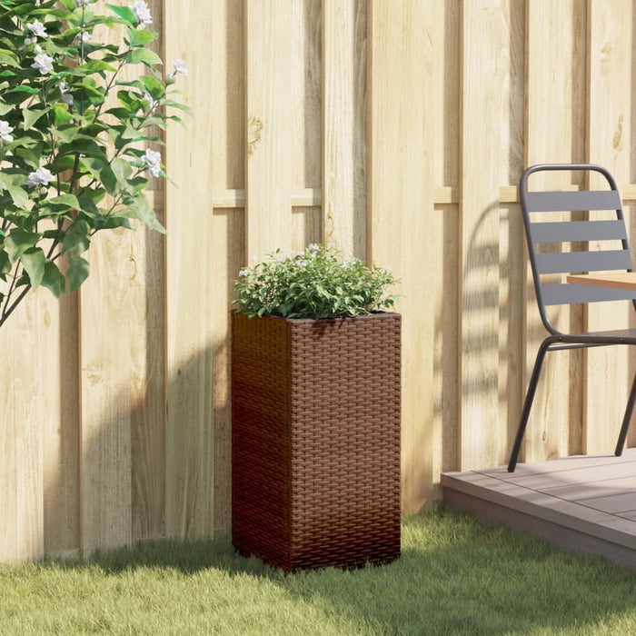 Fioriera da Giardino Marrone 30x30x60 cm in Polyrattan 366411