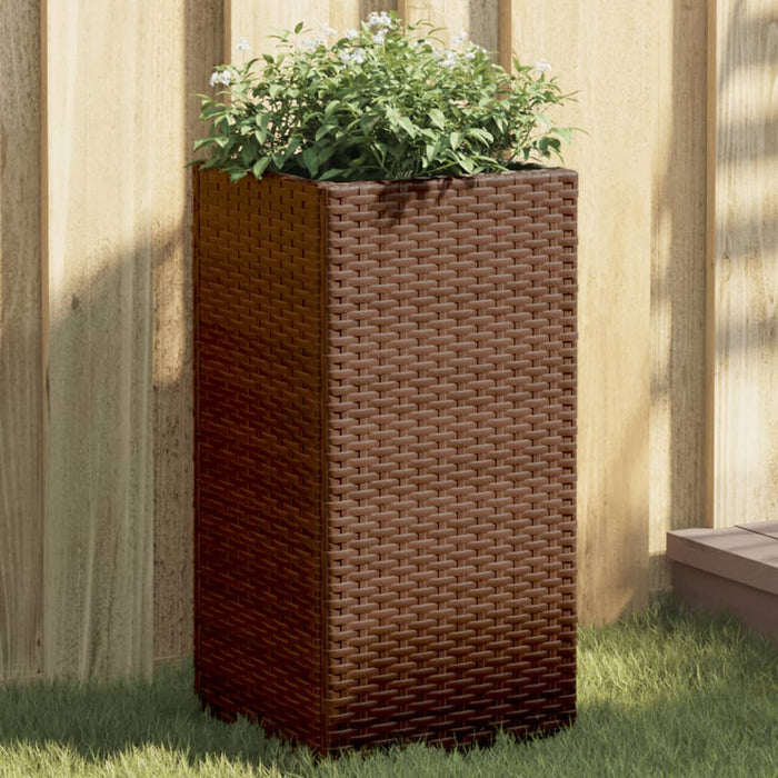 Fioriera da Giardino Marrone 30x30x60 cm in Polyrattan 366411