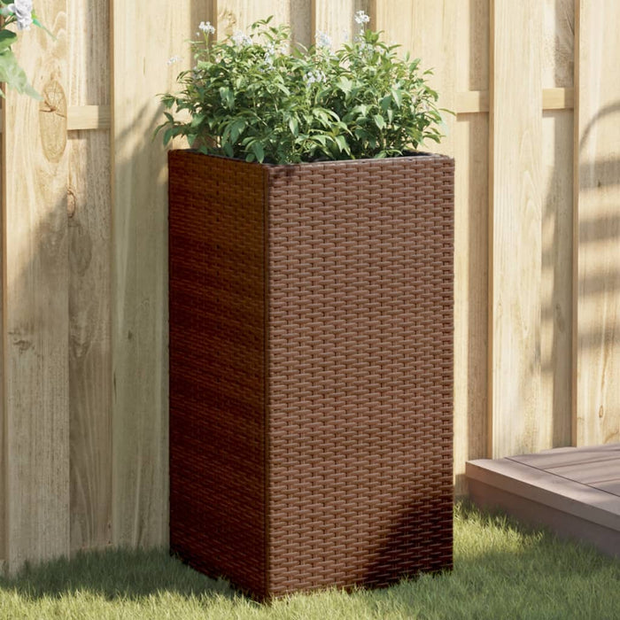 Fioriera da Giardino Marrone 40x40x80 cm in Polyrattan 366414