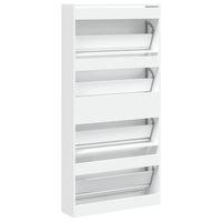 Scarpiera con 4 Cassetti Ribaltabili Bianca 80x21x163,5 cm 3214364