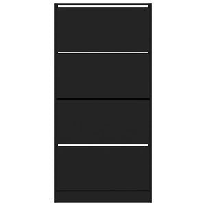 Scarpiera con 4 Cassetti Ribaltabili Nera 80x21x163,5 cm 3214365
