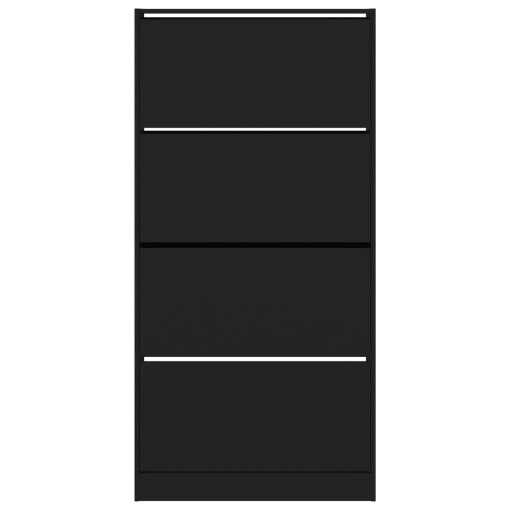 Scarpiera scarpiera mobile portaoggetti ingresso corridoio soggiorno 4 cassetti pieghevoli 80 x 21 x 163,5 cm nero 02_0021382