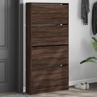 Scarpiera 4 Cassetti Ribaltabili Rovere Marrone 80x21x163,5 cm 3214370