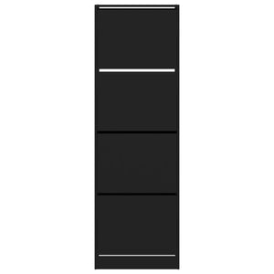 Scarpiera con 4 Cassetti Ribaltabili Nera 60x34x187,5 cm 3214372