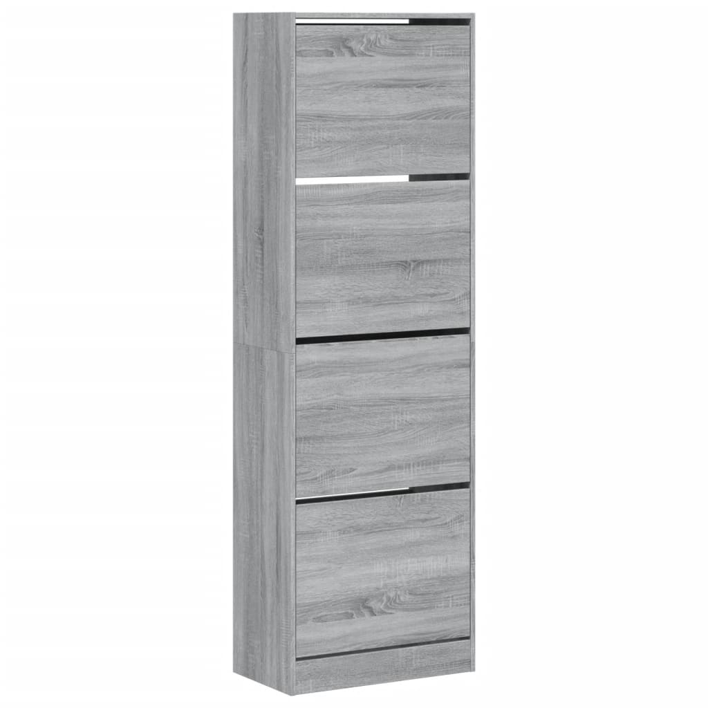 Scarpiera 4 Cassetti Ribaltabili Grigio Sonoma 60x34x187,5 cm