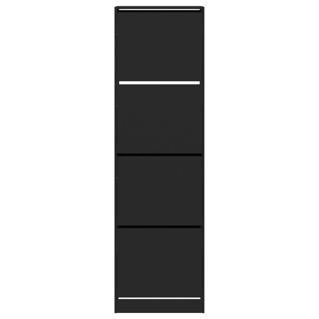 Scarpiera con 4 Cassetti Ribaltabili Nera 60x42x204 cm 3214393