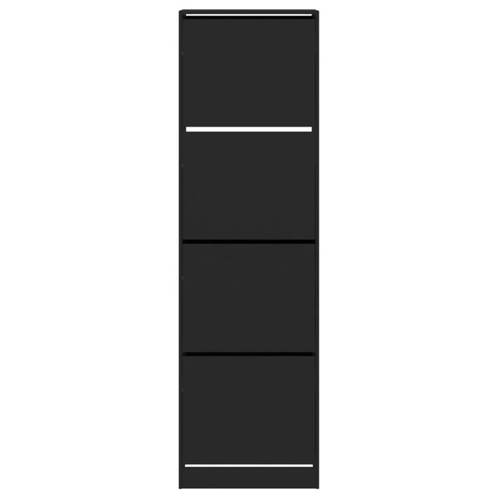 Scarpiera con 4 Cassetti Ribaltabili Nera 60x42x204 cm 3214393