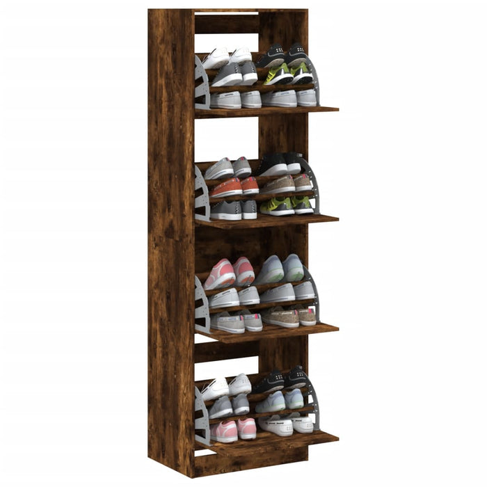 Scarpiera con 4 Cassetti Ribaltabili Rovere Fumo 60x42x204 cm 3214396