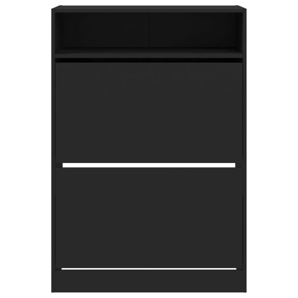 Scarpiera scarpiera mobile portaoggetti ingresso corridoio soggiorno 2 cassetti pieghevoli 80 x 34 x 116 cm nero 02_0021345