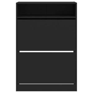 Scarpiera scarpiera mobile portaoggetti ingresso corridoio soggiorno 2 cassetti pieghevoli 80 x 34 x 116 cm nero 02_0021345