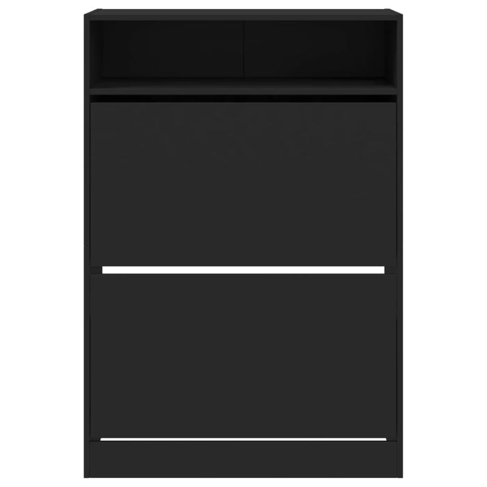 Scarpiera scarpiera mobile portaoggetti ingresso corridoio soggiorno 2 cassetti pieghevoli 80 x 34 x 116 cm nero 02_0021345