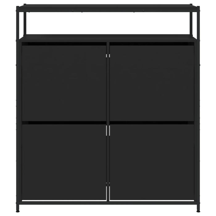 Scarpiera con 4 Cassetti Ribaltabili Nera 100x34x112 cm 3214413