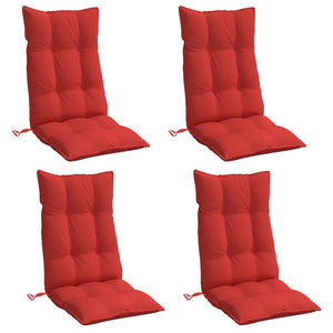 Cuscini per Sedia con Schienale Alto 4 pz Rosso Tessuto Oxford 377621