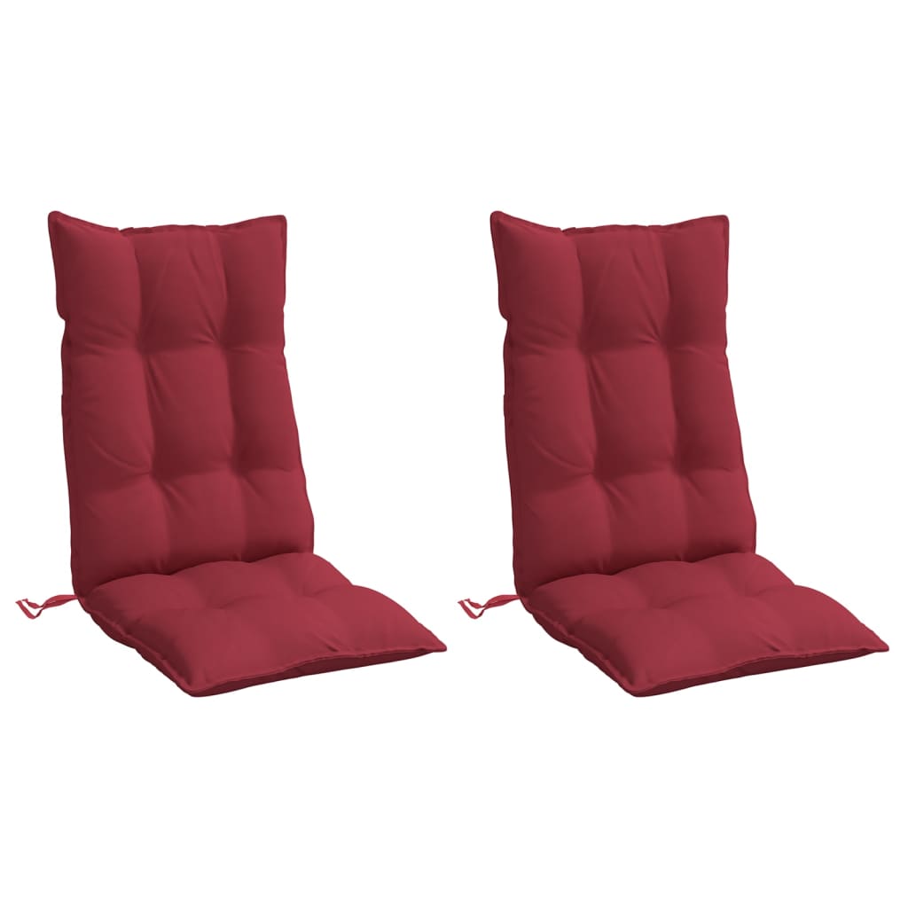 Cuscini Sedia con Schienale Alto 2 pz Rosso Vino Tessuto Oxford 377629