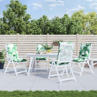 Cuscini Sedia Schienale Alto 4 pz Motivo Foglie Tessuto Oxford 377639