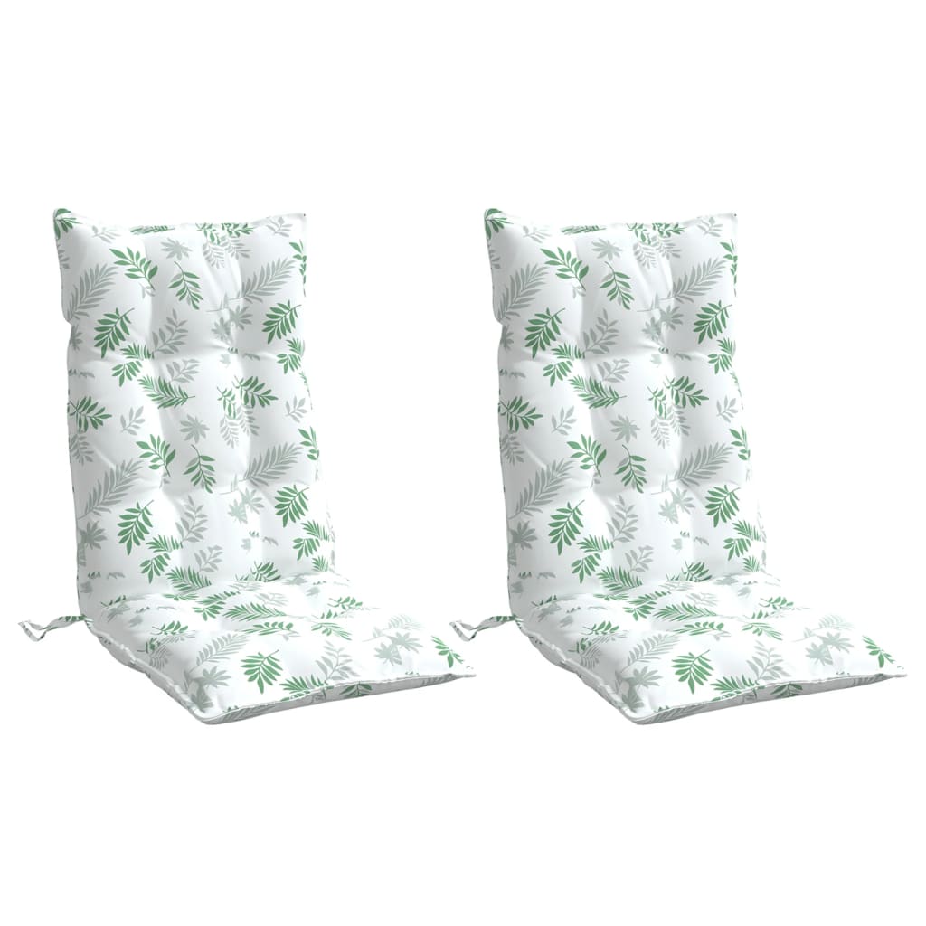 Cuscini Sedia Schienale Alto 2 pz Motivo Foglie Tessuto Oxford 377656