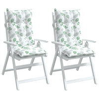 Cuscini Sedia Schienale Alto 2 pz Motivo Foglie Tessuto Oxford 377656