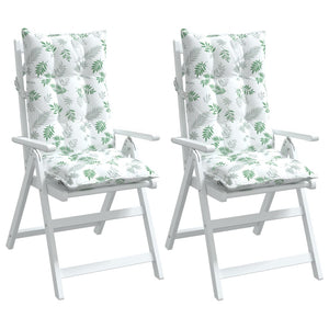 Cuscini Sedia Schienale Alto 2 pz Motivo Foglie Tessuto Oxford 377656