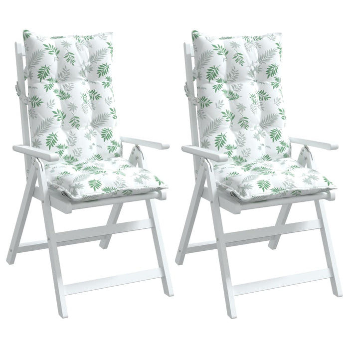 Cuscini Sedia Schienale Alto 2 pz Motivo Foglie Tessuto Oxford 377656