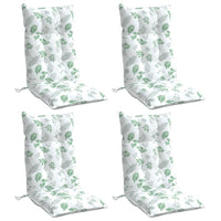 Cuscini Sedia Schienale Alto 4 pz Motivo Foglie Tessuto Oxford