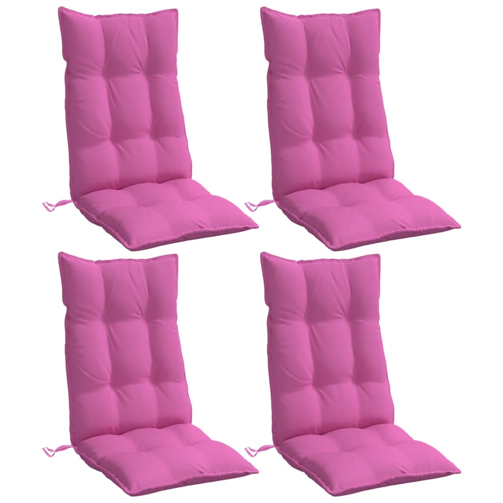 Cuscini per Sedia con Schienale Alto 4pz Rosa in Tessuto Oxford 377663