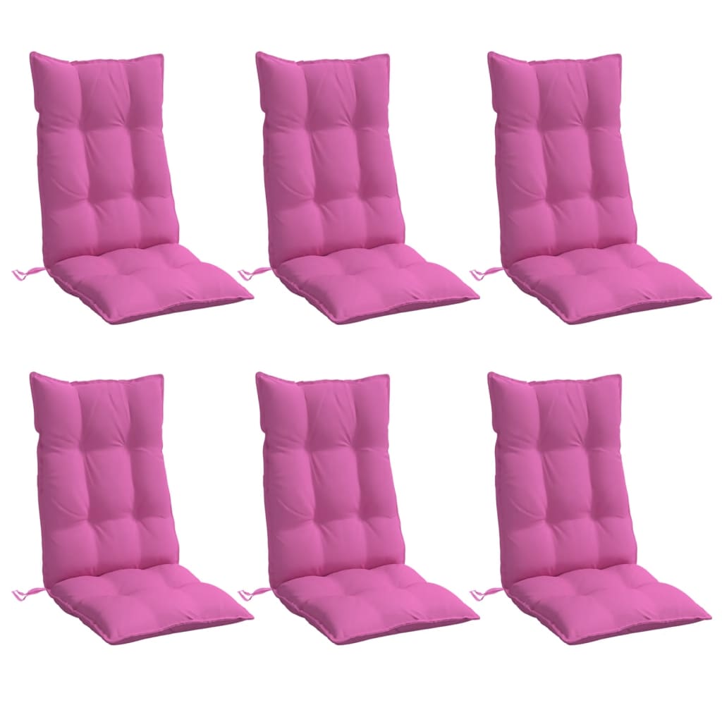 Cuscini per Sedia con Schienale Alto 6pz Rosa in Tessuto Oxford 377664