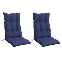 Cuscini Sedia Schienale Alto 2 pz Blu Marino in Tessuto Oxford 377668