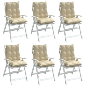 Cuscini per Sedia Schienale Basso 6 pz Beige in Tessuto Oxford 377682