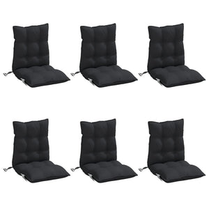 Cuscini per Sedia Schienale Basso 6 pz Neri in Tessuto Oxford 377694