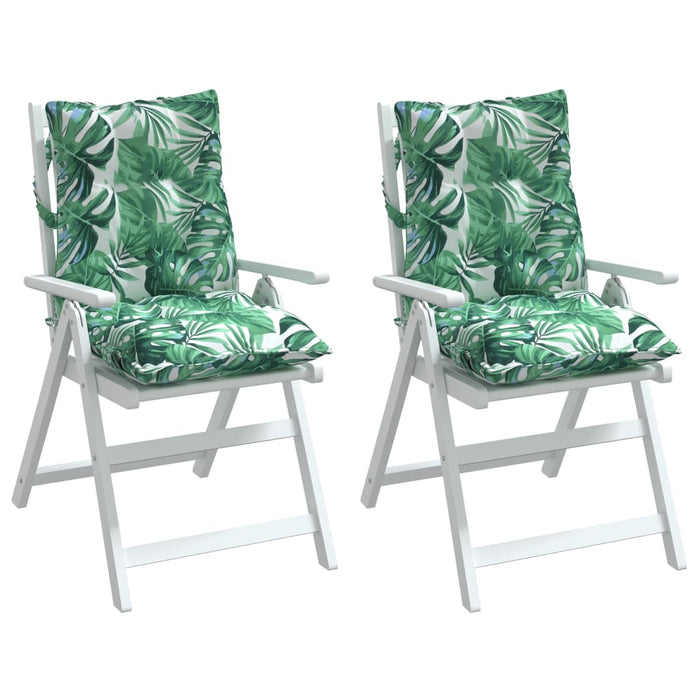 Cuscini Sedia Schienale Basso 2 pz Motivo Foglie Tessuto Oxford 377707