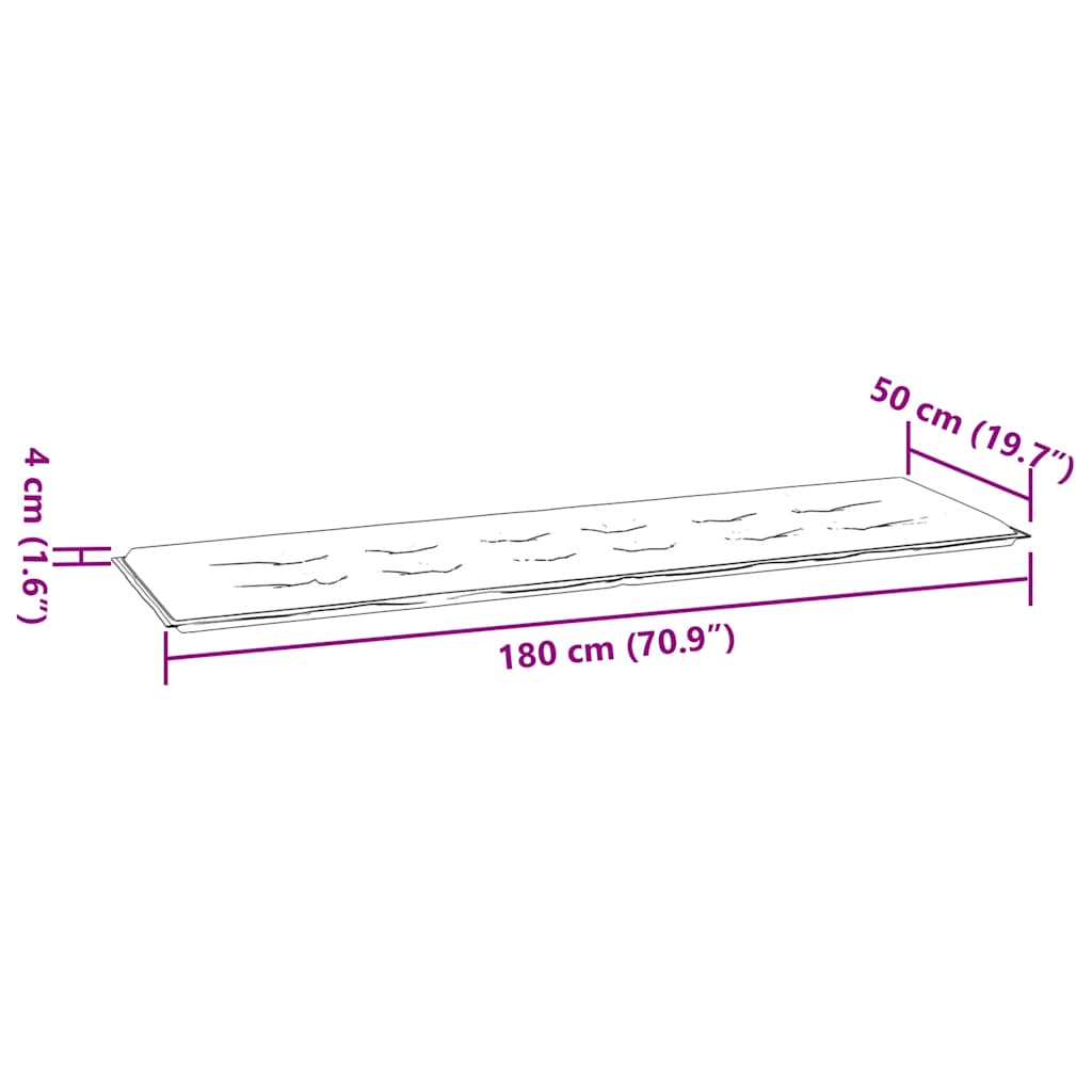 Cuscino per Panca Blu Marino 180x50x4 cm in Tessuto Oxford 378521