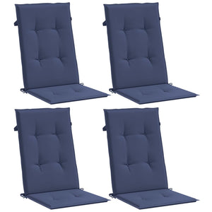 Cuscini Sedia con Schienale Alto 4 pz Blu Marino Tessuto 378612