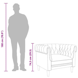 Poltrona Chesterfield Grigio Chiaro in Tessuto