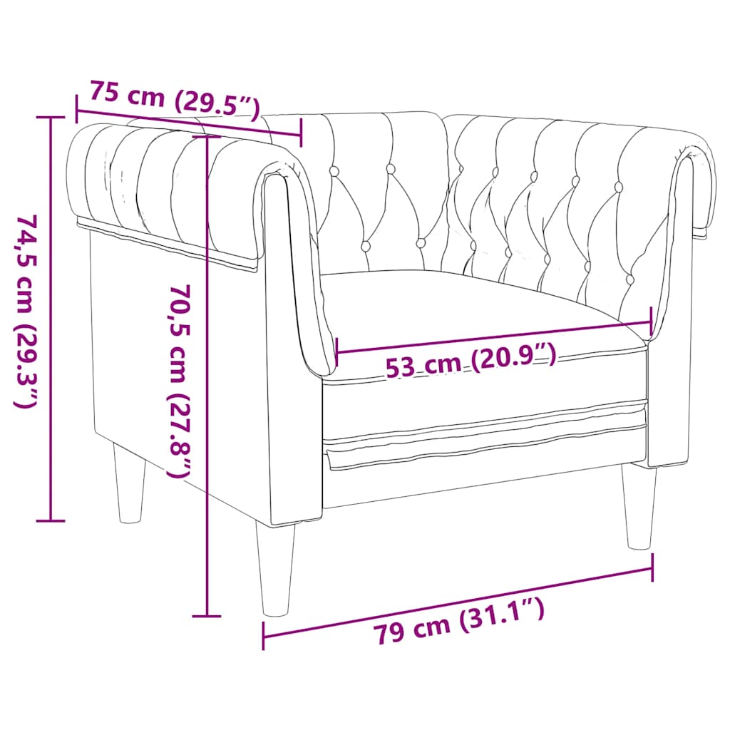 vidaXL Poltrona Chesterfield Marrone in Tessuto