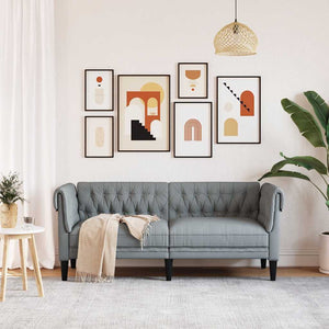 Divano Chesterfield a 2 Posti Grigio Chiaro in Tessuto 372547