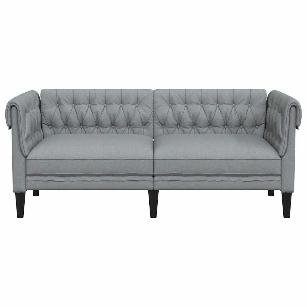 Divano Chesterfield a 2 Posti Grigio Chiaro in Tessuto 372547
