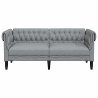 Divano Chesterfield a 2 Posti Grigio Chiaro in Tessuto 372547
