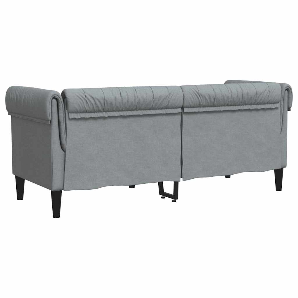 Divano Chesterfield a 2 Posti Grigio Chiaro in Tessuto